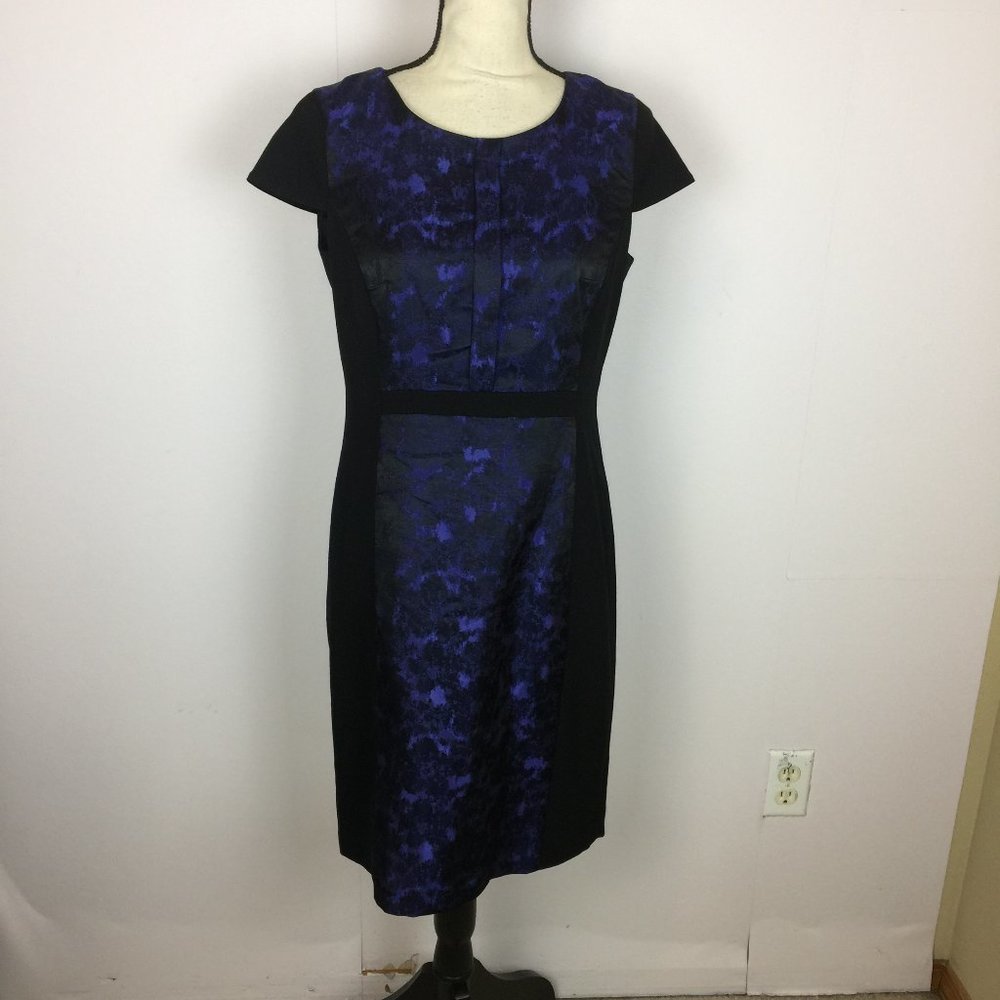 Liz Claiborne Sheath Dress Size 8 Womans Black Purple Cap Sleeve Cocktail Lined